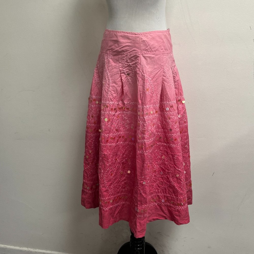 Lulumari pink ombre sequin full midi skirt cotton M - Picture 3 of 7